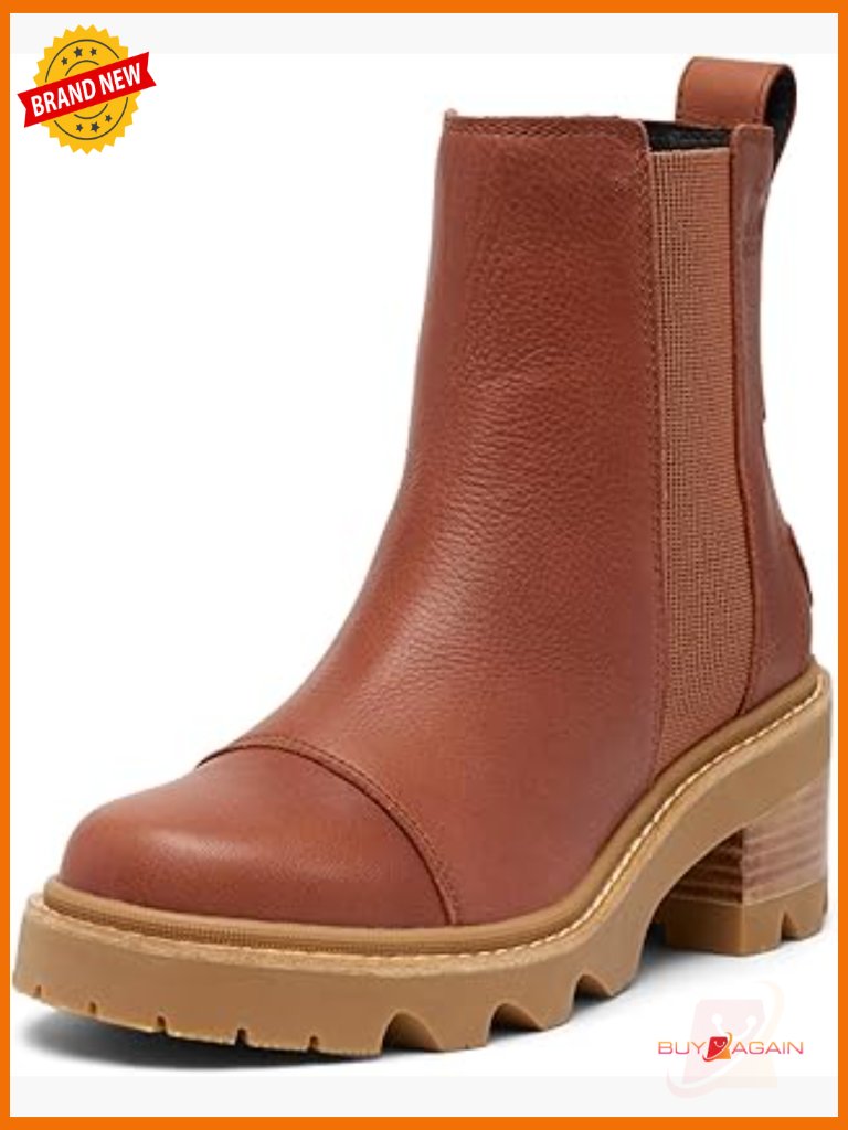 Women's Chelsea Boot Calf High Block Heel Waterproof Slip On